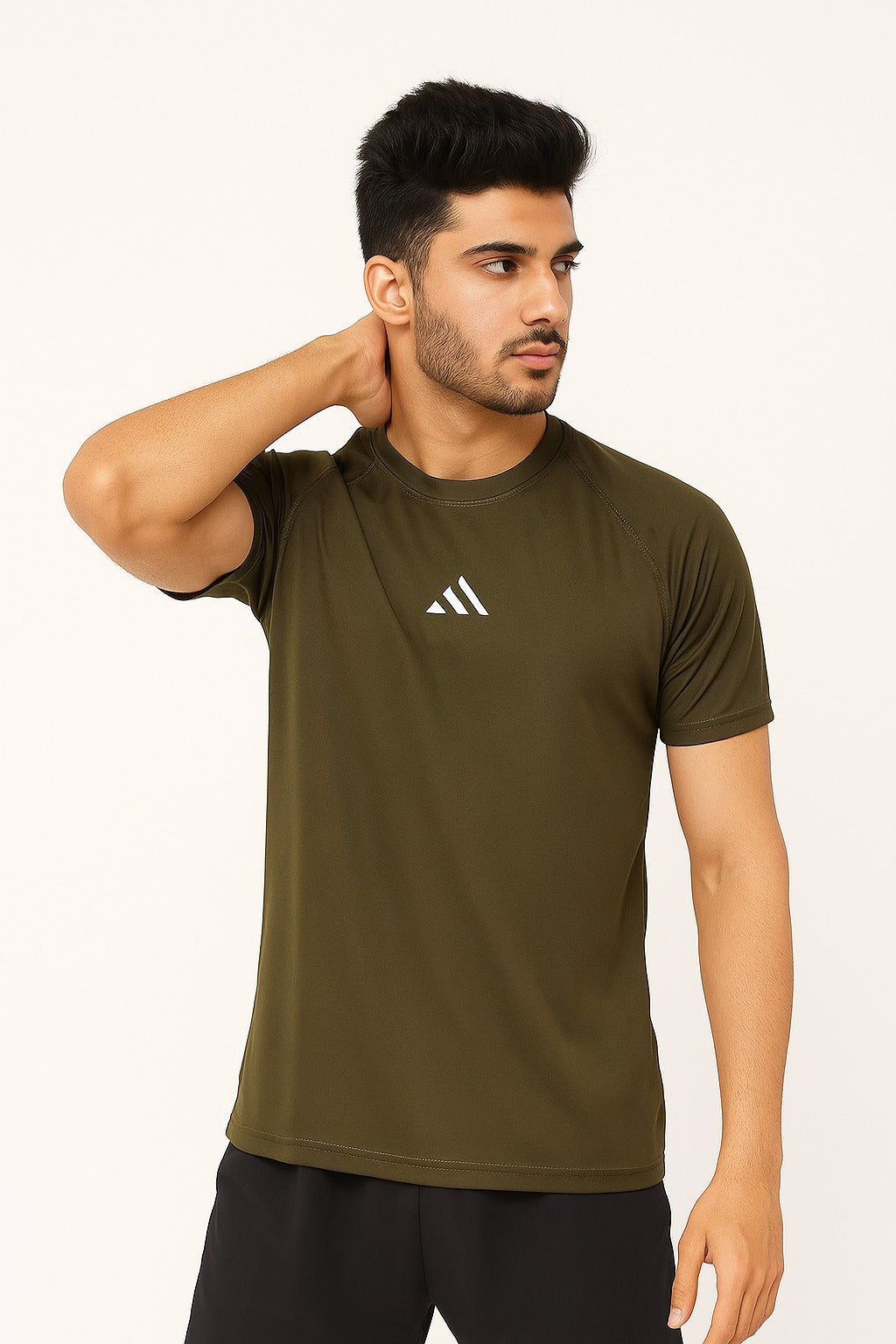 Men's Olive Green Performance Sports T-Shirt