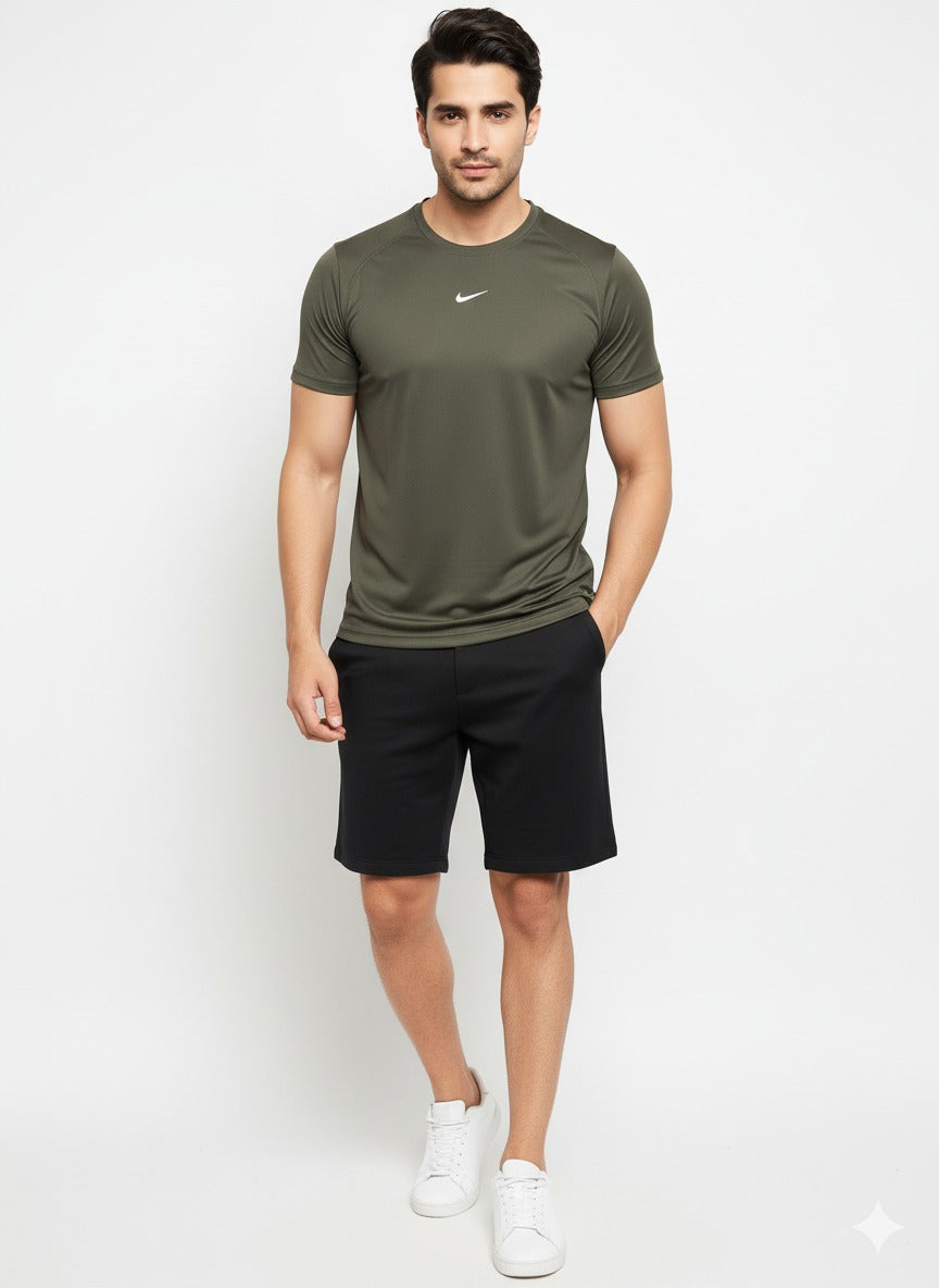 Men’s Performance Dry-Fit T-Shirt – Olive Green (Nike-Inspired)
